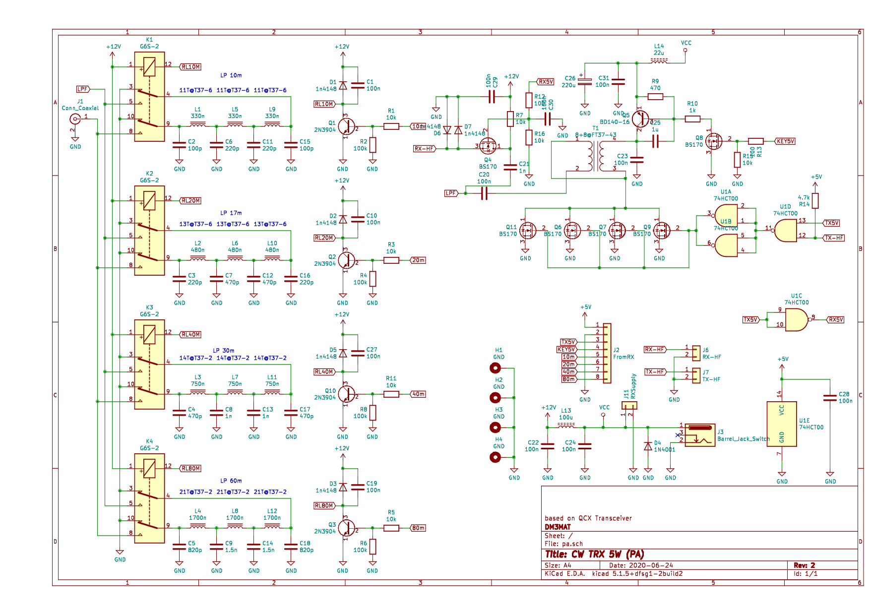 Circuit of the PA and low-pass filter section.