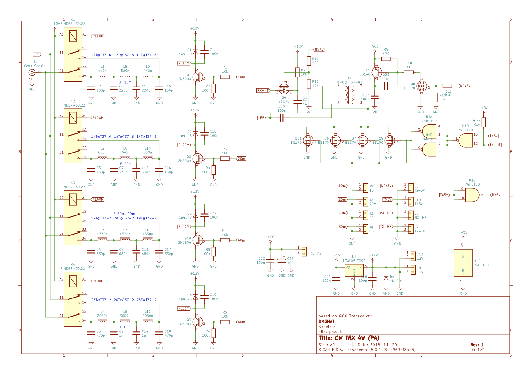 Circuit of the PA and low-pass filter section.